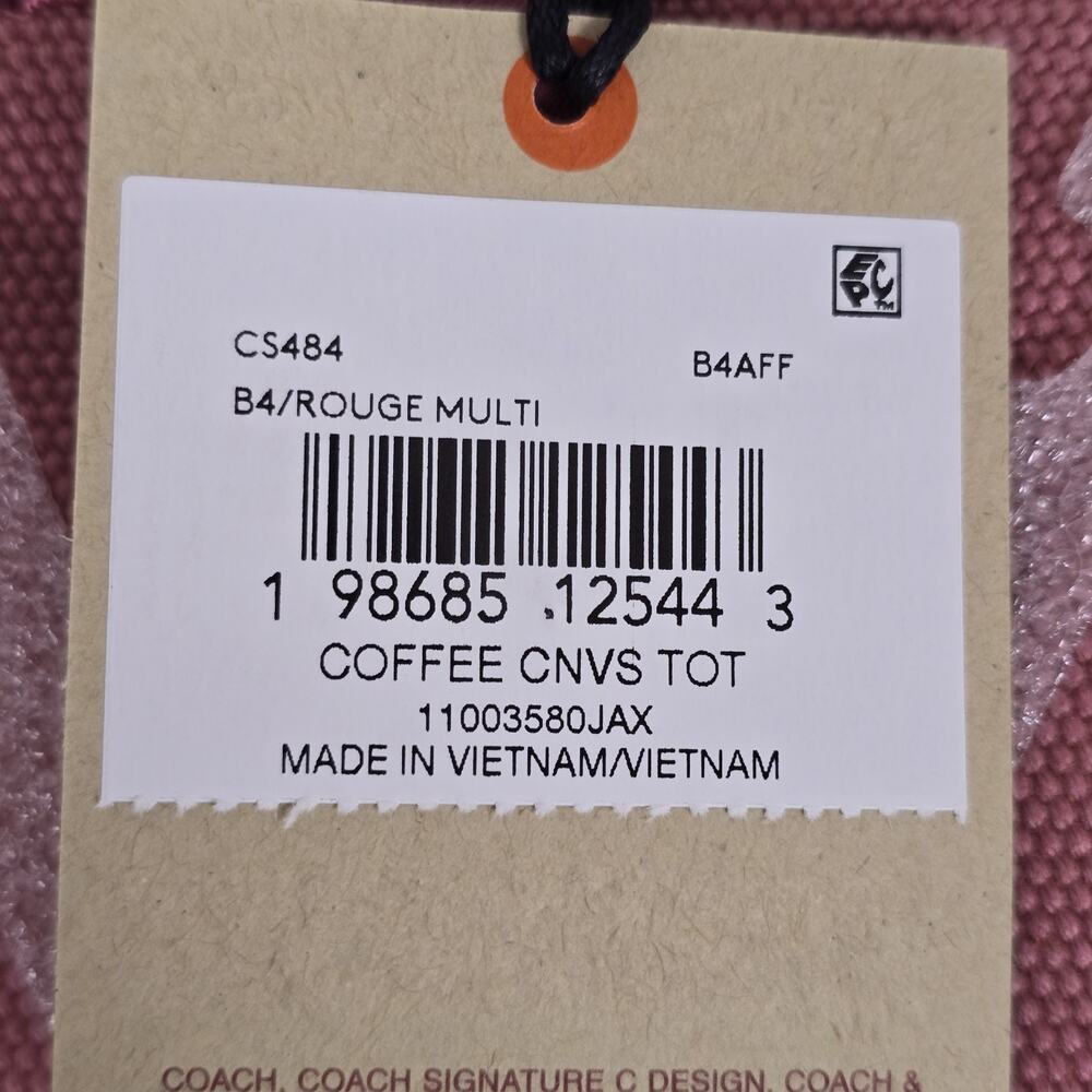 Coach Cafe Lil Miss Jo Coffee Shop Canvas Tote Limited Edition - Rouge Pink NWT - Picture 5 of 12